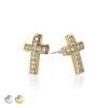 PAIR OF GEM HIP HOP MICROPAVED CROSS STUD STAINLESS STEEL PIN EARRING